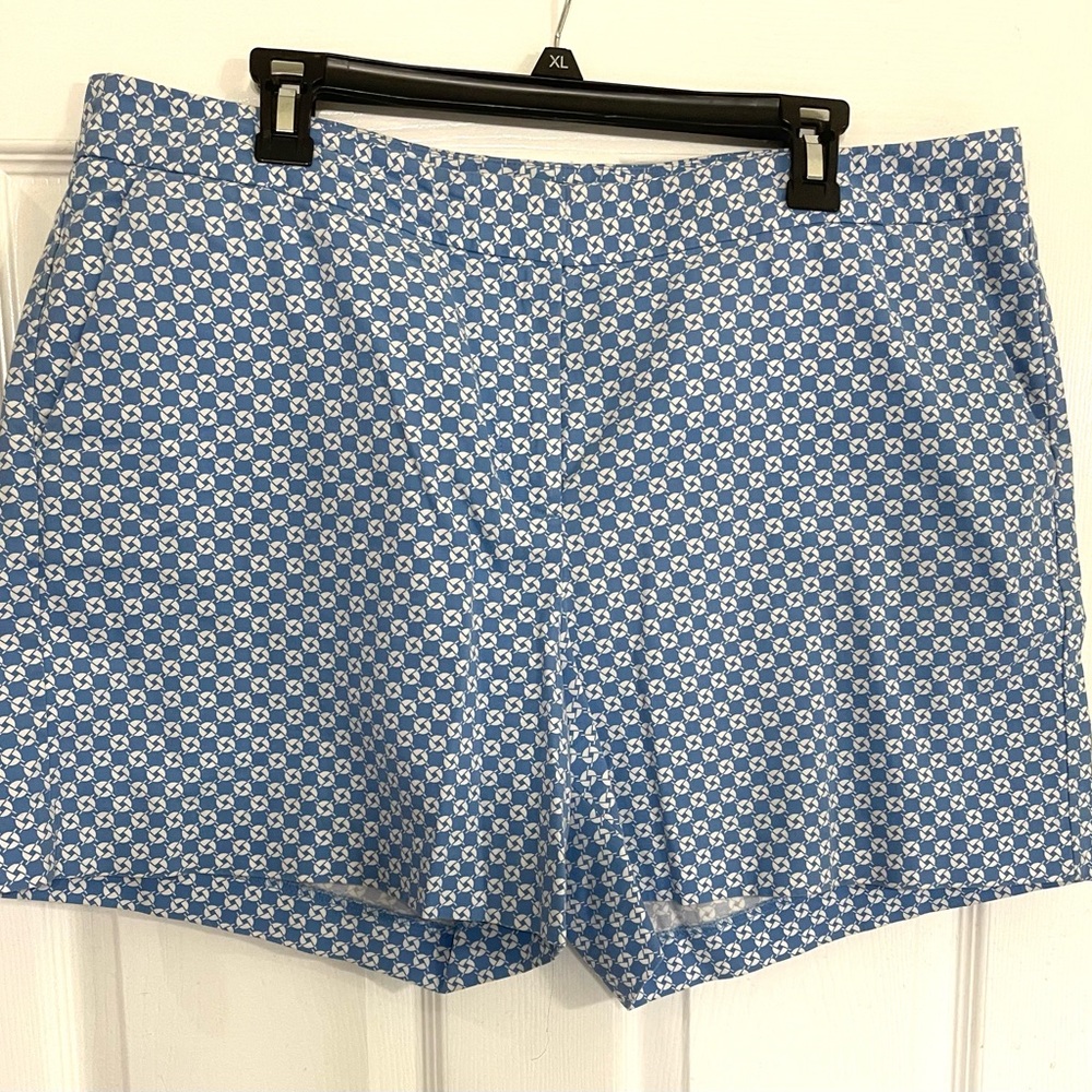 Talbots Blue and White Flat Front Shorts